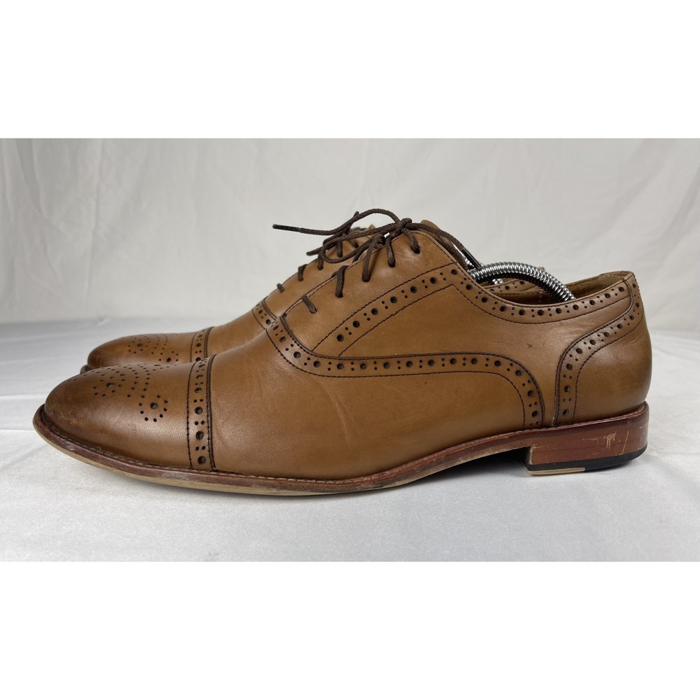 WARFIELD & GRAND MENS SIZE 12 TAN LEATHERCAP TOE BROGUE OXFORD DRESS SHOES‎ LACE